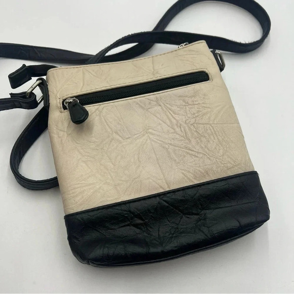 STONE & CO. Leather Crossbody Two Tone Cream & Black Shoulder Handbag Ba… - Picture 3 of 7